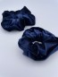 Preview: scrunchie-scrunchies-little-large-stretchsamt samt dunkelblau -blueten-zauber-394