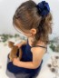 Preview: scrunchie-scrunchies-little-large-stretchsamt samt dunkelblau -blueten-zauber-394
