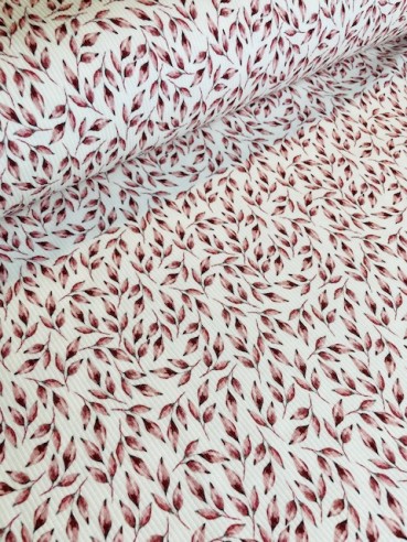 blüten verlässt altmauve weiß gemaltes blatt digital druck stoff ribstrick  jersey