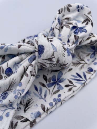 Knotenhaarband blaue Blumen