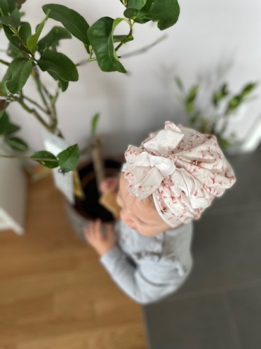 mixTurban Knoten Turbanknoten turbanmütze vertraeumte blume weiß rot rosa