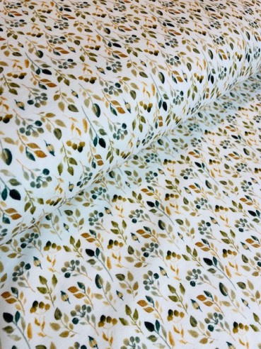 baumwolljersey-stoffe-mini blätter gold grün