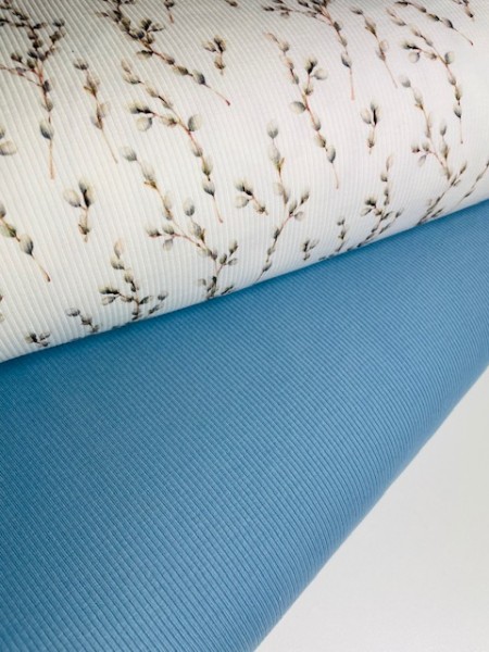 weidenkätzchen zweig weidenkätzschenzweig kätzchen-digital-druck-stoff-ribstrick--jersey-538