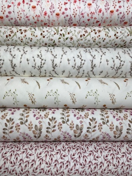 blätter verlässt altmauve digital druck stoff ribstrick  jersey