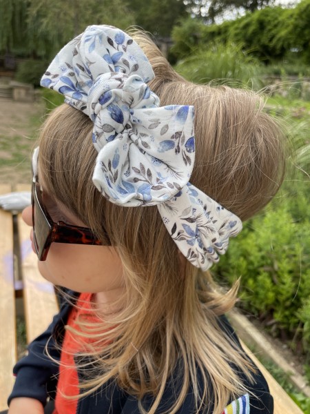 Knoten Knotenhaarband Haarband blau blaue blumen