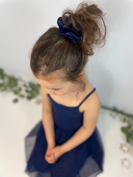 scrunchie-scrunchies-little-large-stretchsamt samt dunkelblau -blueten-zauber-394