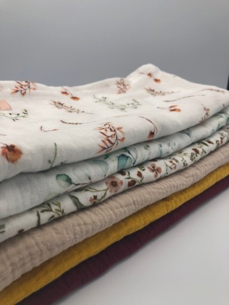 ocker hellbeige spätsommer blütenzauber eukalyptus bouquetweiches Musselin Kuschel-/Spucktuch Halstuch bordeaux
