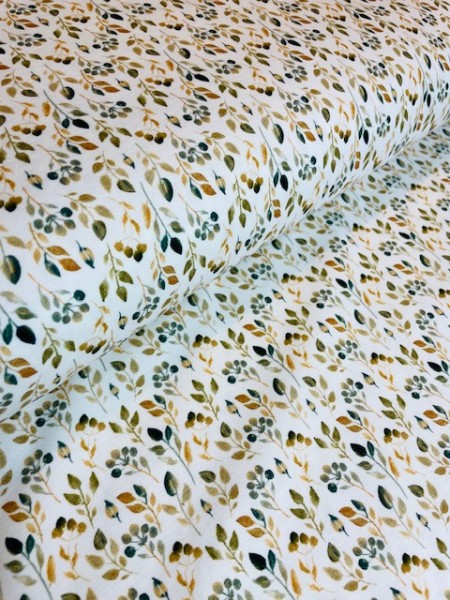 baumwolljersey-stoffe-mini blätter gold grün