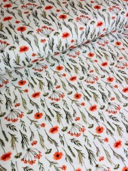 mohnblüten baumwolljersey stoff rot weiß