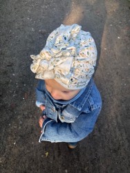 Turban Knoten Turbanknoten turbanmütze mini blätter blaetter weiß grün beigegold